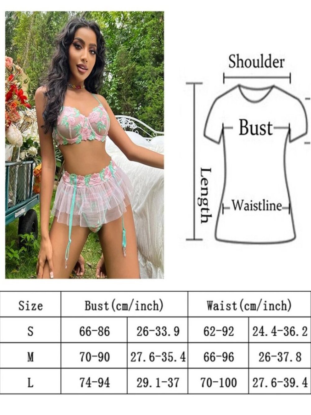 Women Sexy Lingerie Lace Sheer Babydoll Nightie Chemise Sleepwear Bra Skirt Set. - Picture 12 of 14